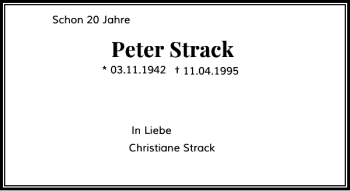 Traueranzeige von Strack Peter von Rheinische Post