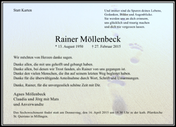 Traueranzeige von Möllenbeck Rainer von Rheinische Post