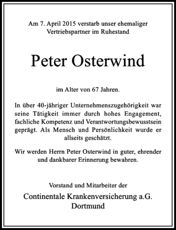 Traueranzeige von Osterwind Peter von Rheinische Post