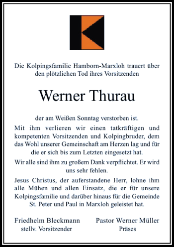 Traueranzeige von Thurau Werner von Rheinische Post