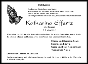 Traueranzeige von Effertz Katharina von Rheinische Post