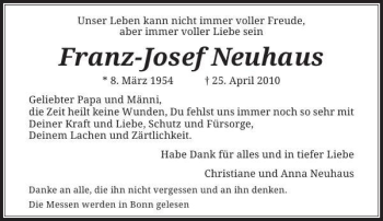 Traueranzeige von Neuhaus Franz-Josef von Rheinische Post
