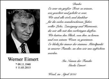 Traueranzeige von Eimert Werner von Rheinische Post