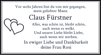 Traueranzeige von Fürstner Claus von Rheinische Post