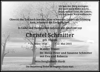 Traueranzeige von Schmitter Christel von Rheinische Post