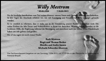 Traueranzeige von Mestrom Willy von Rheinische Post