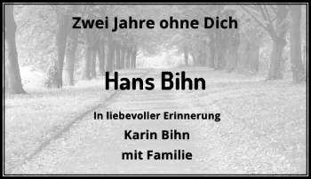 Traueranzeige von Bihn Hans von Rheinische Post