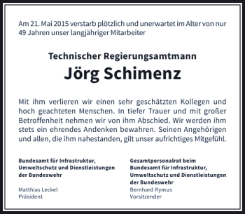 Traueranzeige von Schimenz Jörg von Rheinische Post