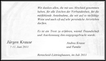 Traueranzeige von Jürgen Krause von Rheinische Post