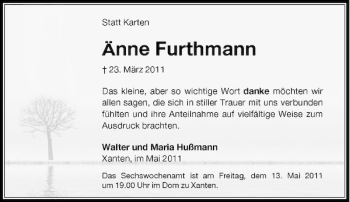 Traueranzeige von Änne Furthmann von Rheinische Post