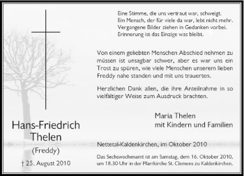 Traueranzeige von Hans-Friedrich Thelen von Rheinische Post