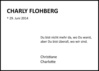 Traueranzeige von Charly Flohberg von Rheinische Post