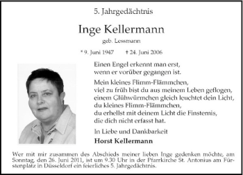 Traueranzeige von Inge Kellermann von Rheinische Post