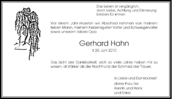 Traueranzeige von Gerhard Hahn von Rheinische Post