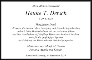 Traueranzeige von Hauke T. Dersch von Rheinische Post