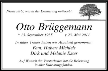 Traueranzeige von Otto Brüggemann von Rheinische Post