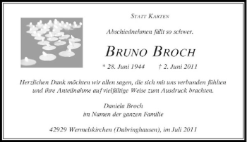 Traueranzeige von Bruno Broch von Rheinische Post