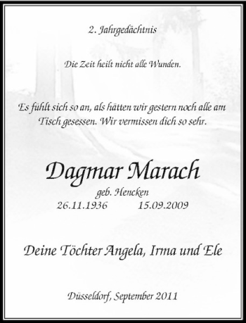 Traueranzeige von Dagmar Marach von Rheinische Post