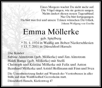 Traueranzeige von Emma Möllerke von Rheinische Post