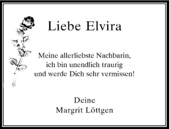Traueranzeige von Liebe Elvira von Rheinische Post