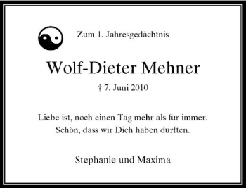 Traueranzeige von Wolf-Dieter Mehner von Rheinische Post