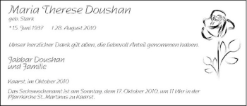 Traueranzeige von Maria Therese Doushan von Rheinische Post