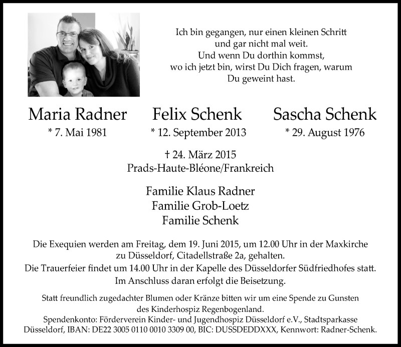  Traueranzeige für Maria Radner vom 13.06.2015 aus Rheinische Post