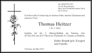 Traueranzeige von Thomas Heitzer von Rheinische Post