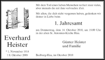 Traueranzeige von Everhard Heister von Rheinische Post