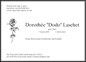 Traueranzeige von Dorothée Laschet von Rheinische Post