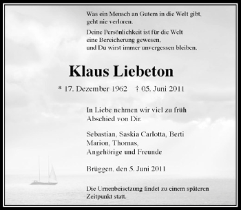 Traueranzeige von Klaus Liebeton von Rheinische Post