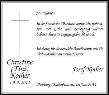 Traueranzeige von Christine Kother von Rheinische Post