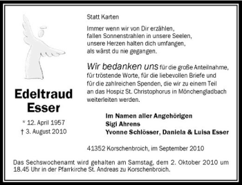 Traueranzeige von Edeltraud Esser von Rheinische Post