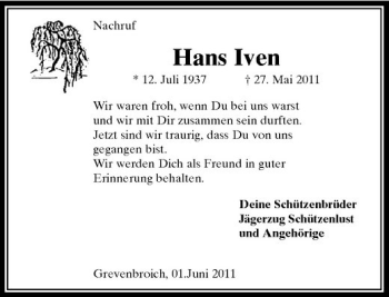 Traueranzeige von Hans Iven von Rheinische Post