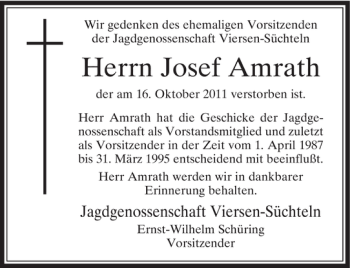 Traueranzeige von Amrath Josef von Rheinische Post