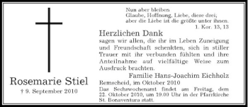 Traueranzeige von Rosemarie Stiel von Rheinische Post