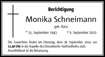 Traueranzeige von Monika Schneimann von Rheinische Post