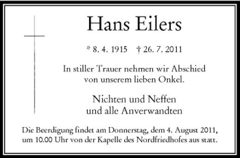 Traueranzeige von Hans Eilers von Rheinische Post