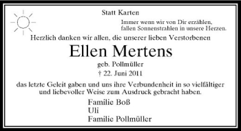 Traueranzeige von Ellen Mertens von Rheinische Post