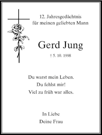 Traueranzeige von Gerd Jung von Rheinische Post