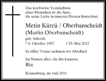 Traueranzeige von Metin Kürcü von Rheinische Post