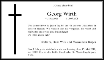 Traueranzeige von Georg Wirth von Rheinische Post