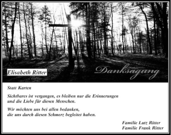 Traueranzeige von Familie Lutz Ritter Familie Frank Ritter von Rheinische Post