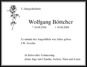 Traueranzeige von Wolfgang Böttcher von Rheinische Post