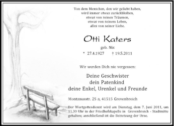 Traueranzeige von Otti Katers von Rheinische Post