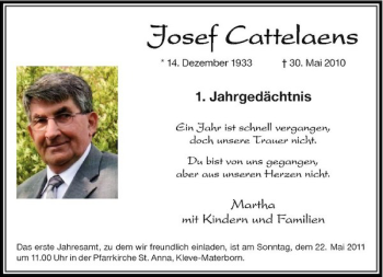 Traueranzeige von Josef Cattelaens von Rheinische Post