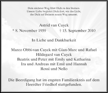 Traueranzeige von van Cuyck von Rheinische Post
