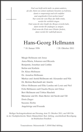 Traueranzeige von Hans-Georg Hellmann von Rheinische Post