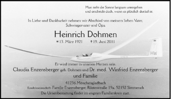 Traueranzeige von Heinrich Dohmen von Rheinische Post