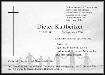 Traueranzeige von Dieter Kaltbeitzer von Rheinische Post